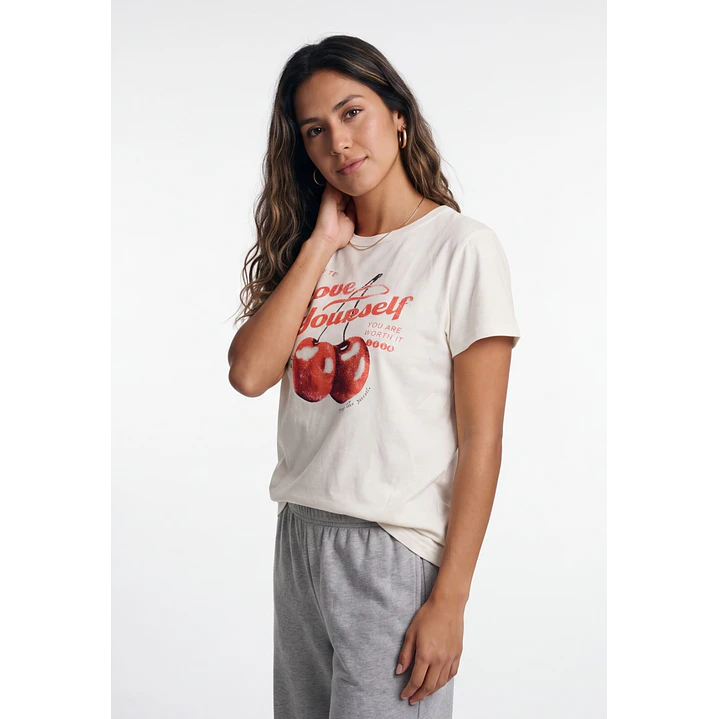 Polera Cherry Mujer Beige 4