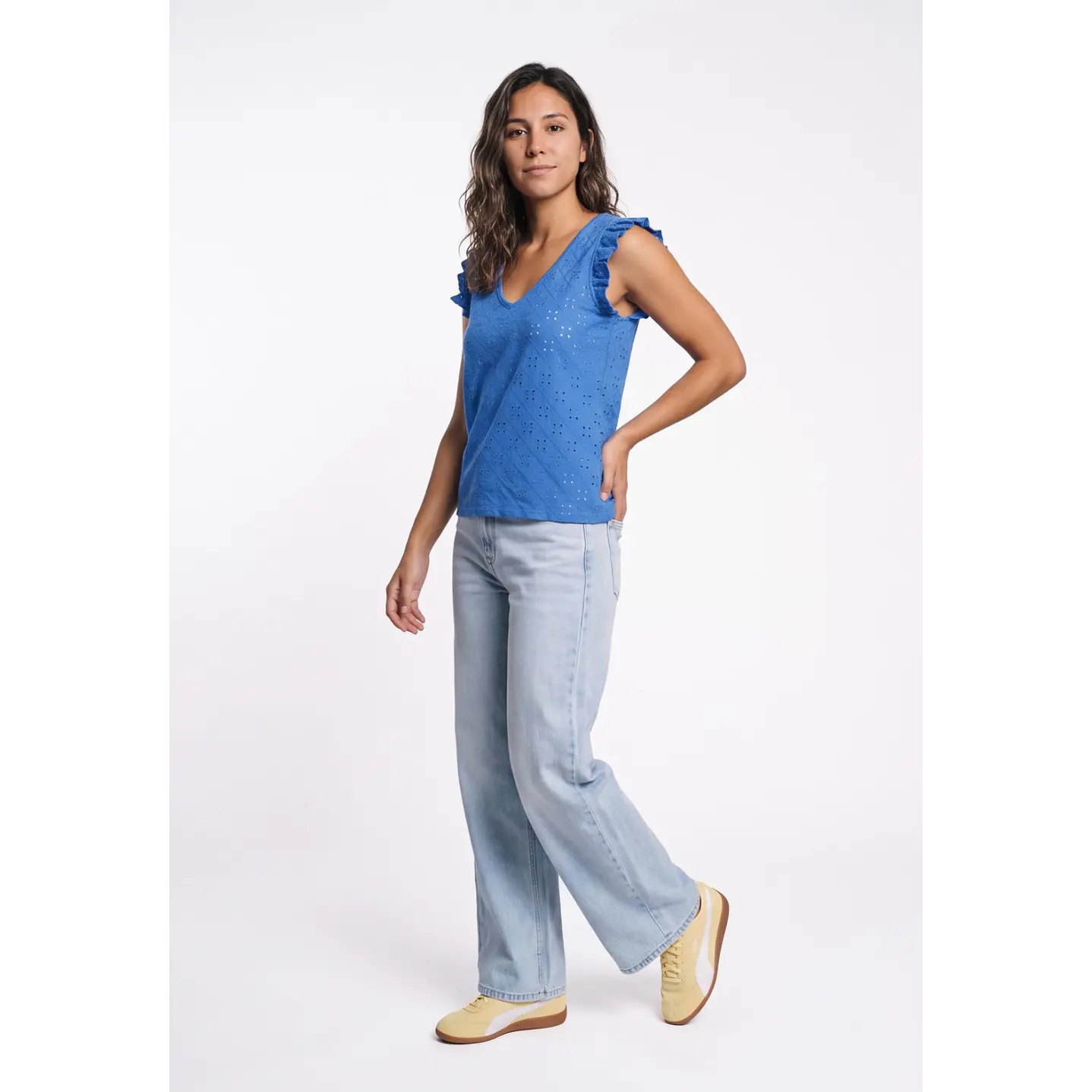 Polera Vuelos Mujer Azul 1