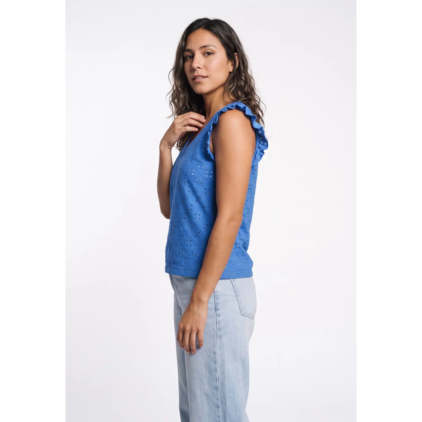 Polera Vuelos Mujer Azul 2
