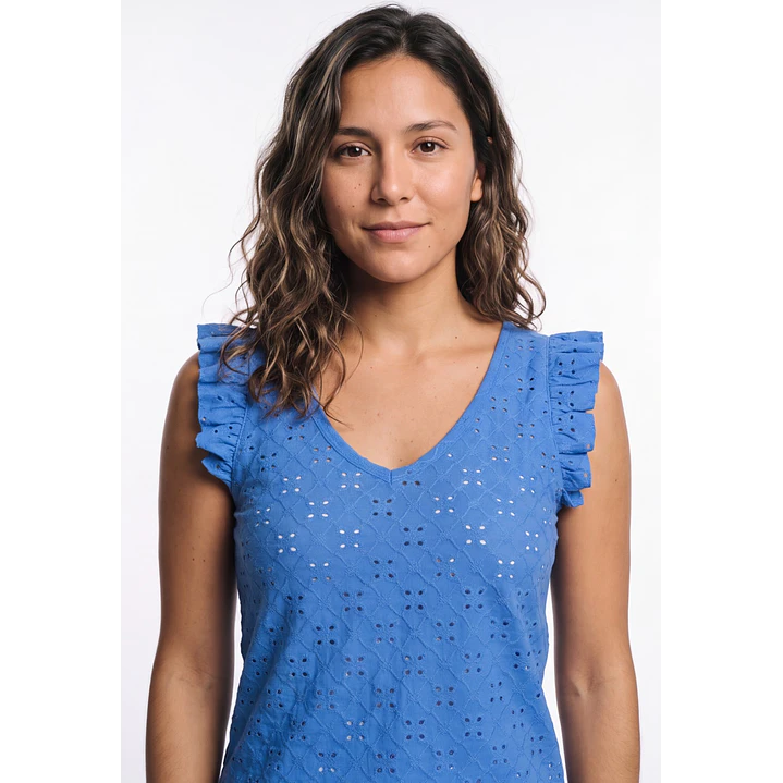 Polera Vuelos Mujer Azul 4