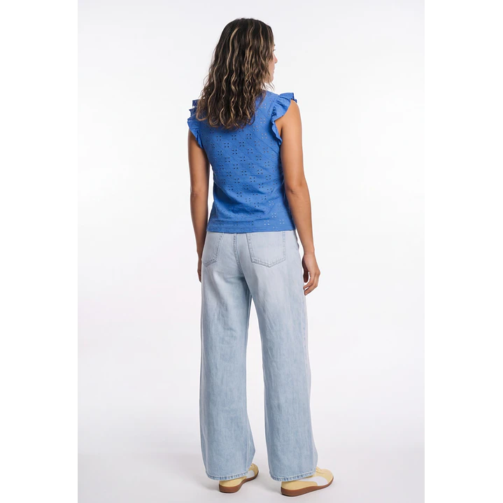 Polera Vuelos Mujer Azul 3