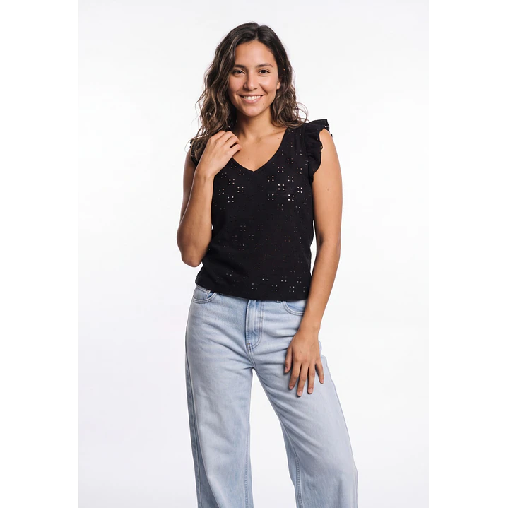 Polera Vuelos Mujer Negro 1