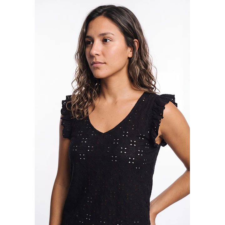 Polera Vuelos Mujer Negro 4