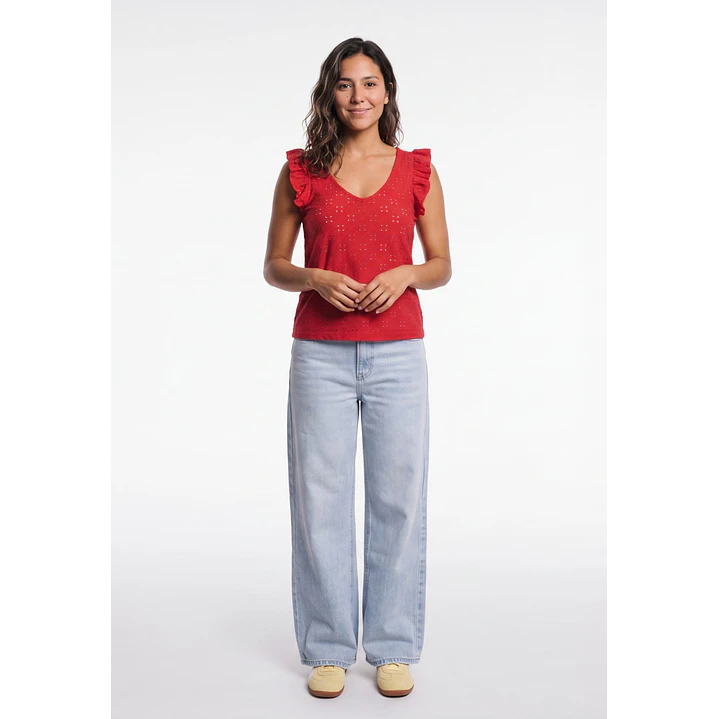 Polera Vuelos Mujer Rojo 1