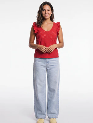 Polera Vuelos Mujer Rojo