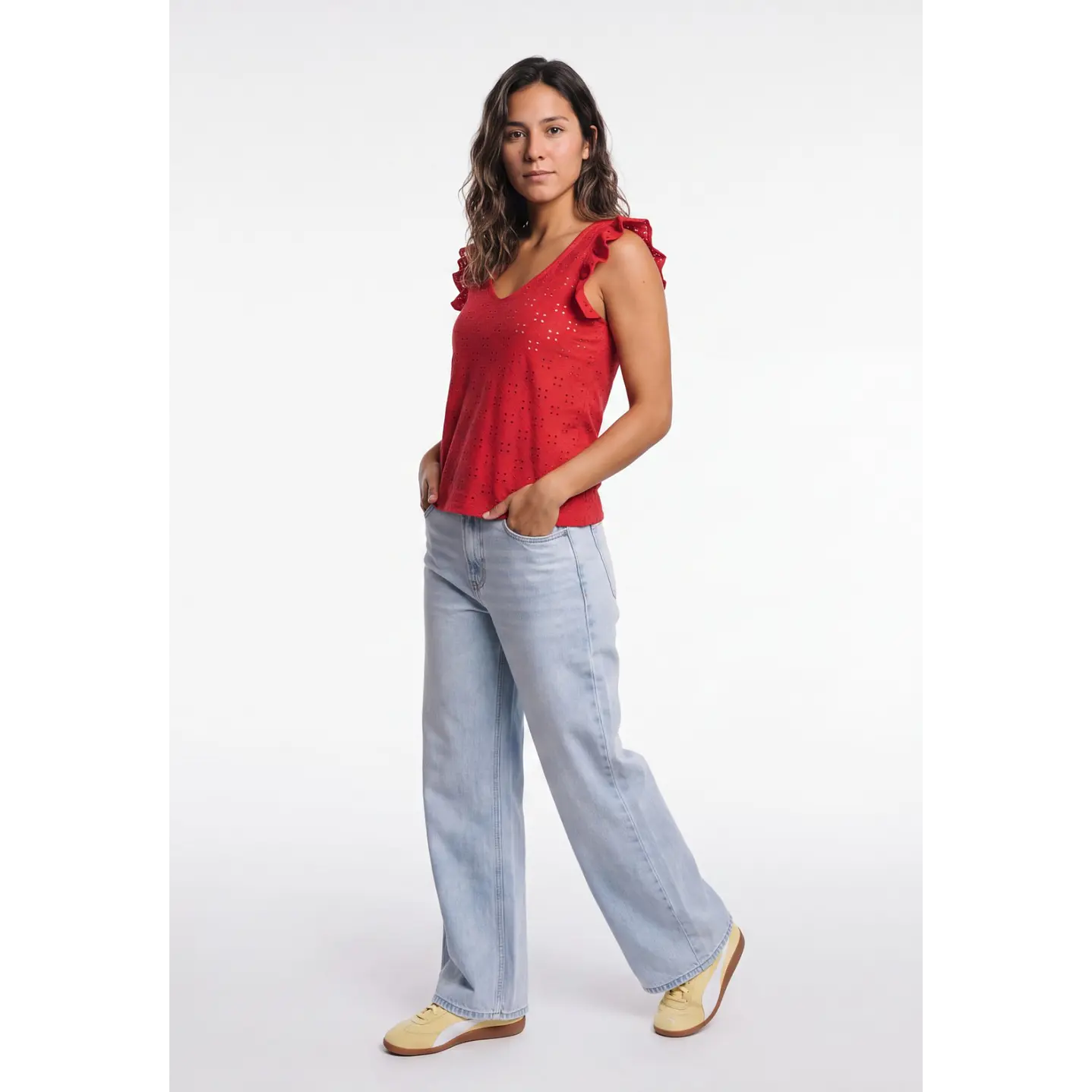 Polera Vuelos Mujer Rojo 3