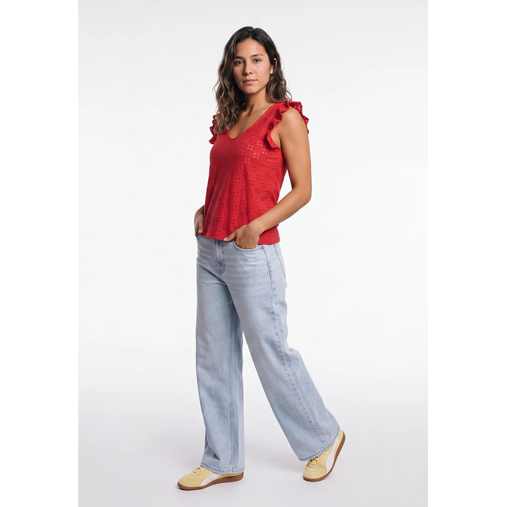 Polera Vuelos Mujer Rojo 3