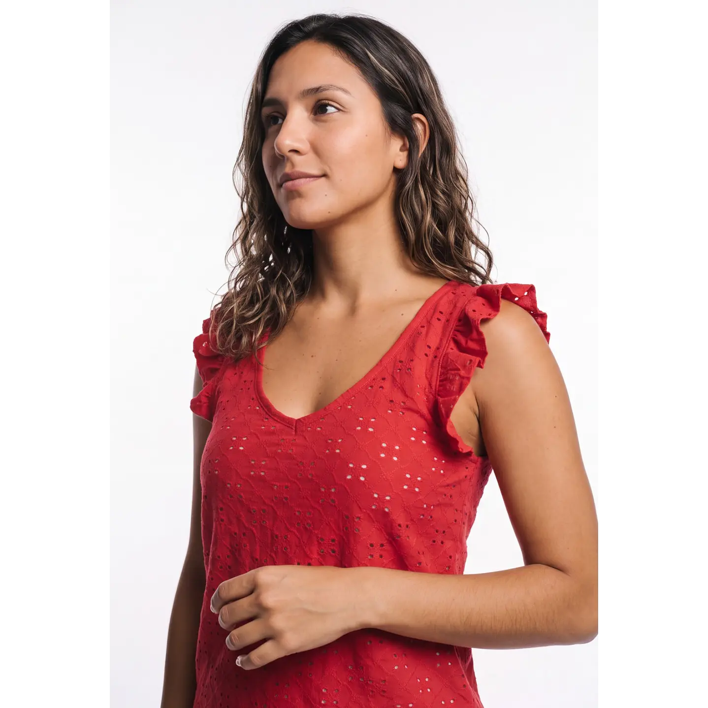 Polera Vuelos Mujer Rojo 4