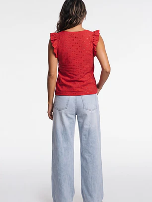 Polera Vuelos Mujer Rojo