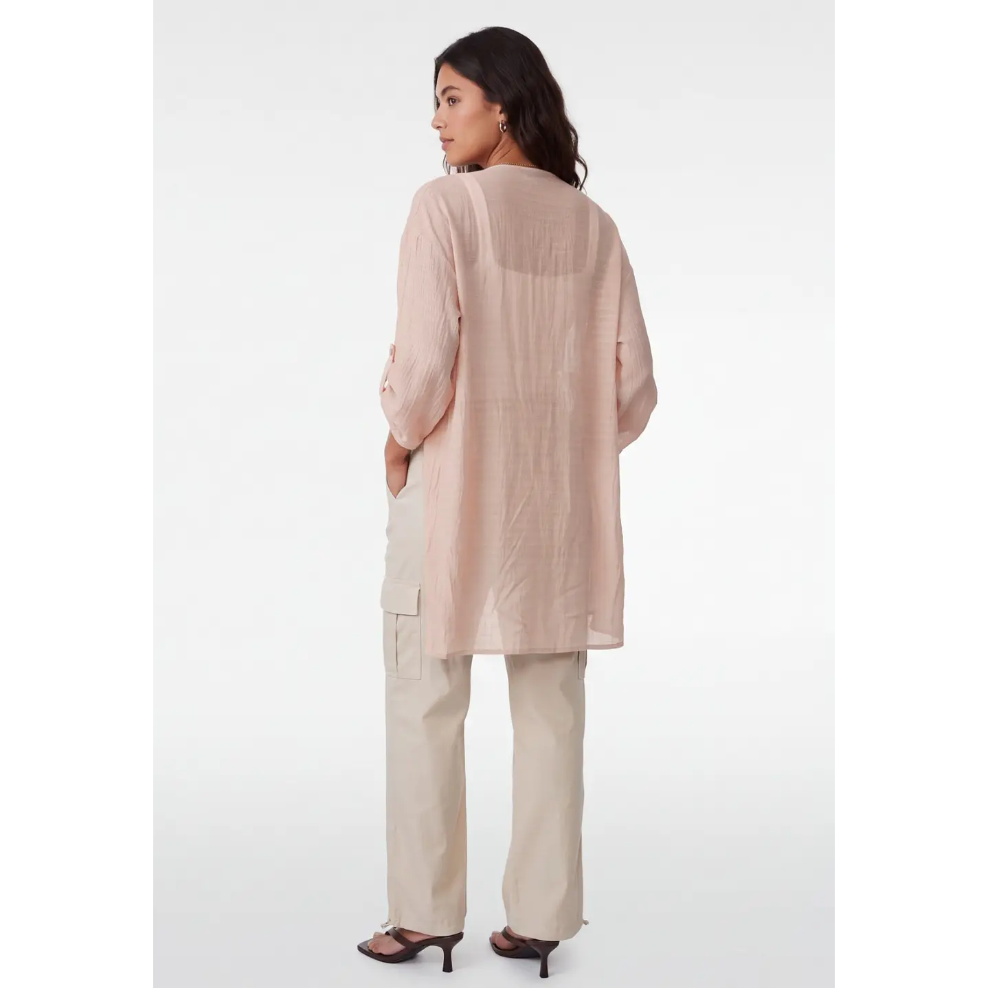 Tapado Largo Mujer Manga 3/4 Beige 2