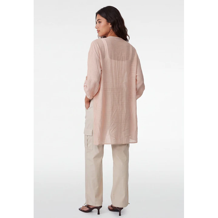 Tapado Largo Mujer Manga 3/4 Beige 2