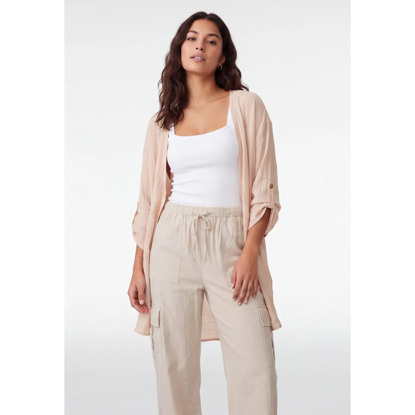 Tapado Largo Mujer Manga 3/4 Beige 3