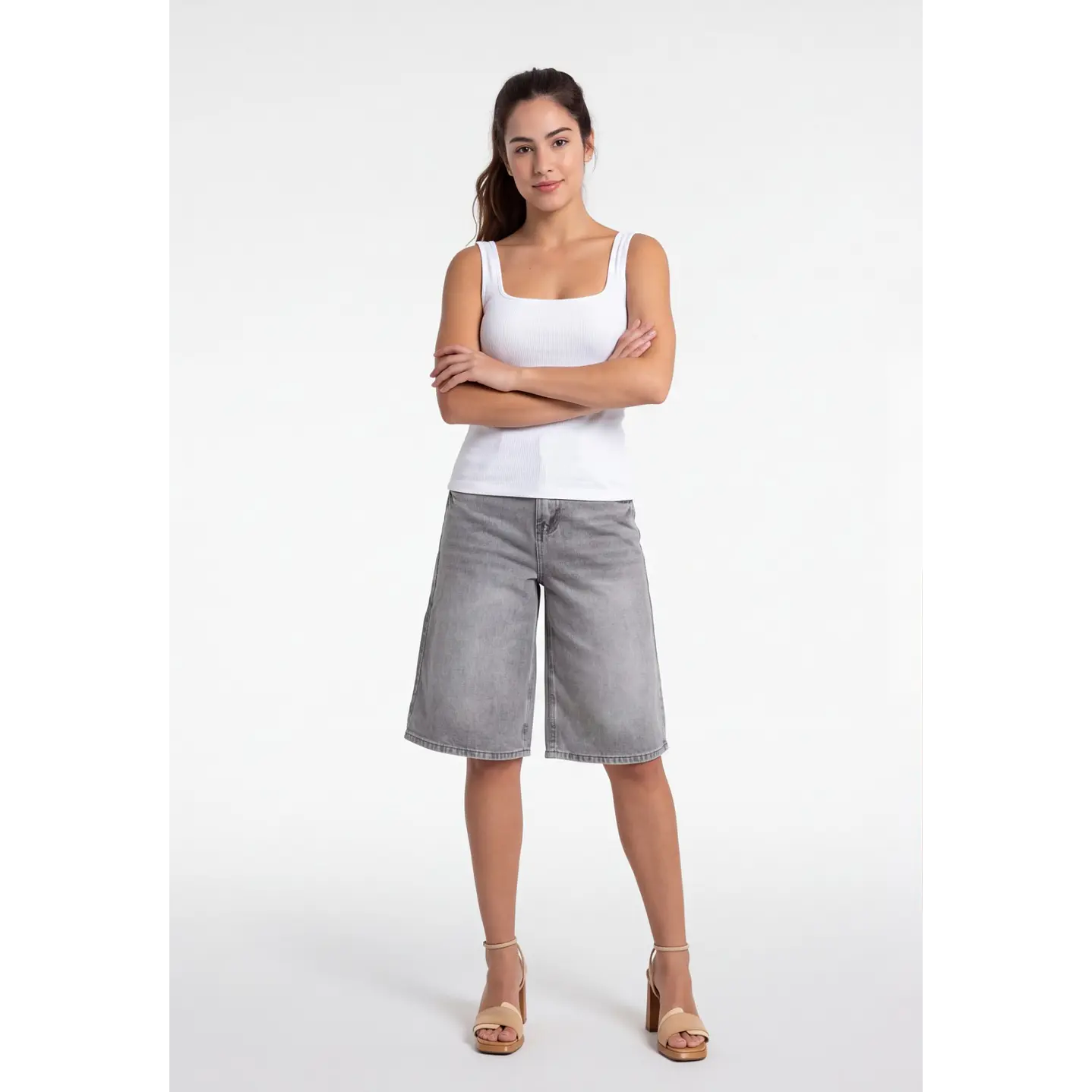 Short Maxi Denim Mujer Gris 3