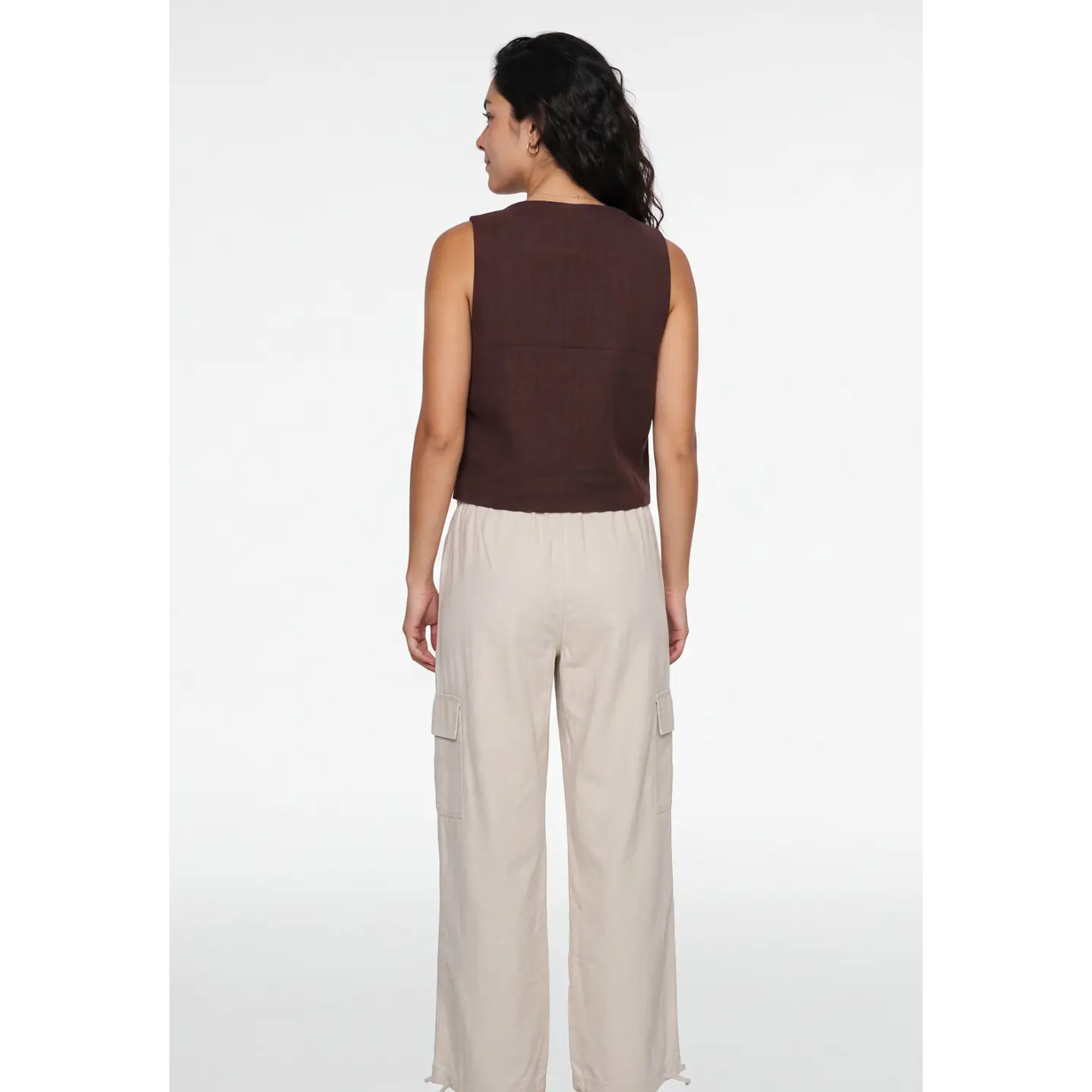 Vest Lino Mujer Café 2