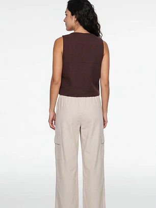 Vest Lino Mujer Café