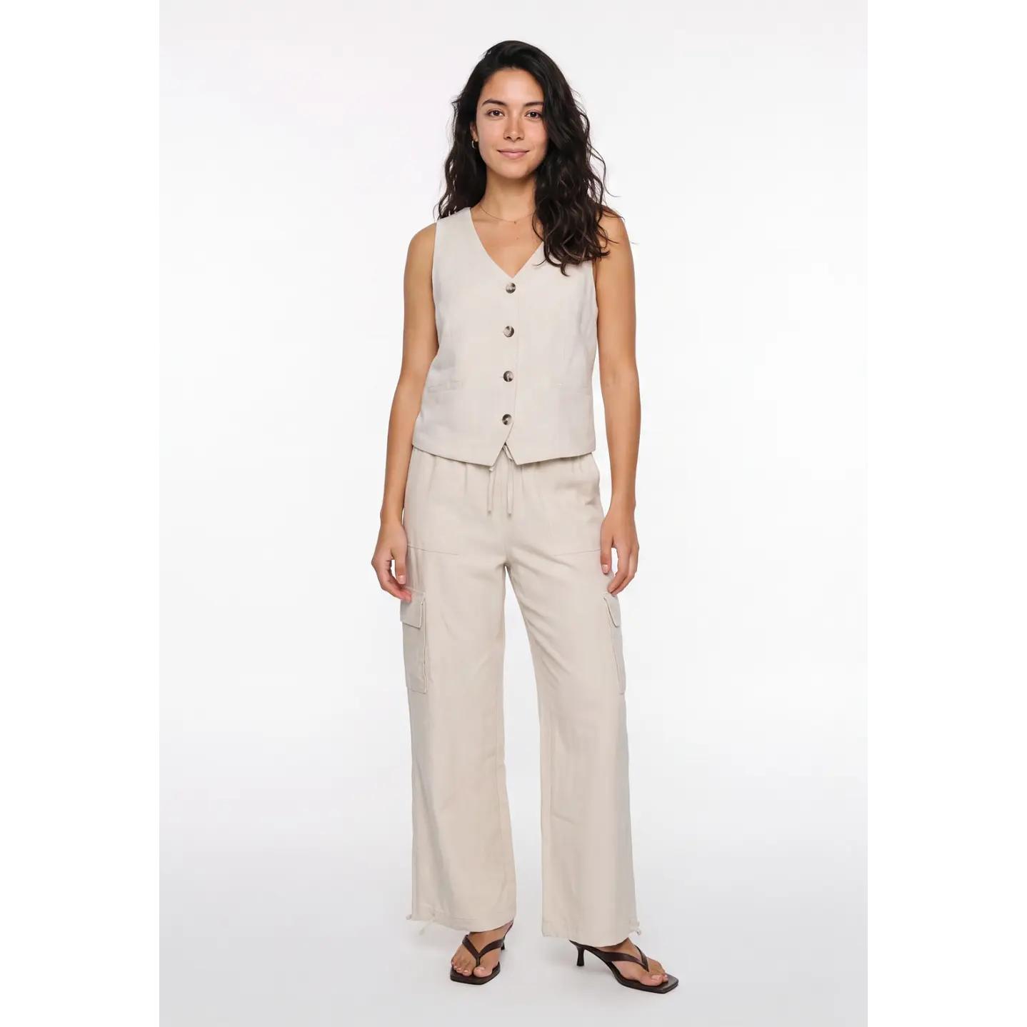 Vest Lino Mujer Crudo 3