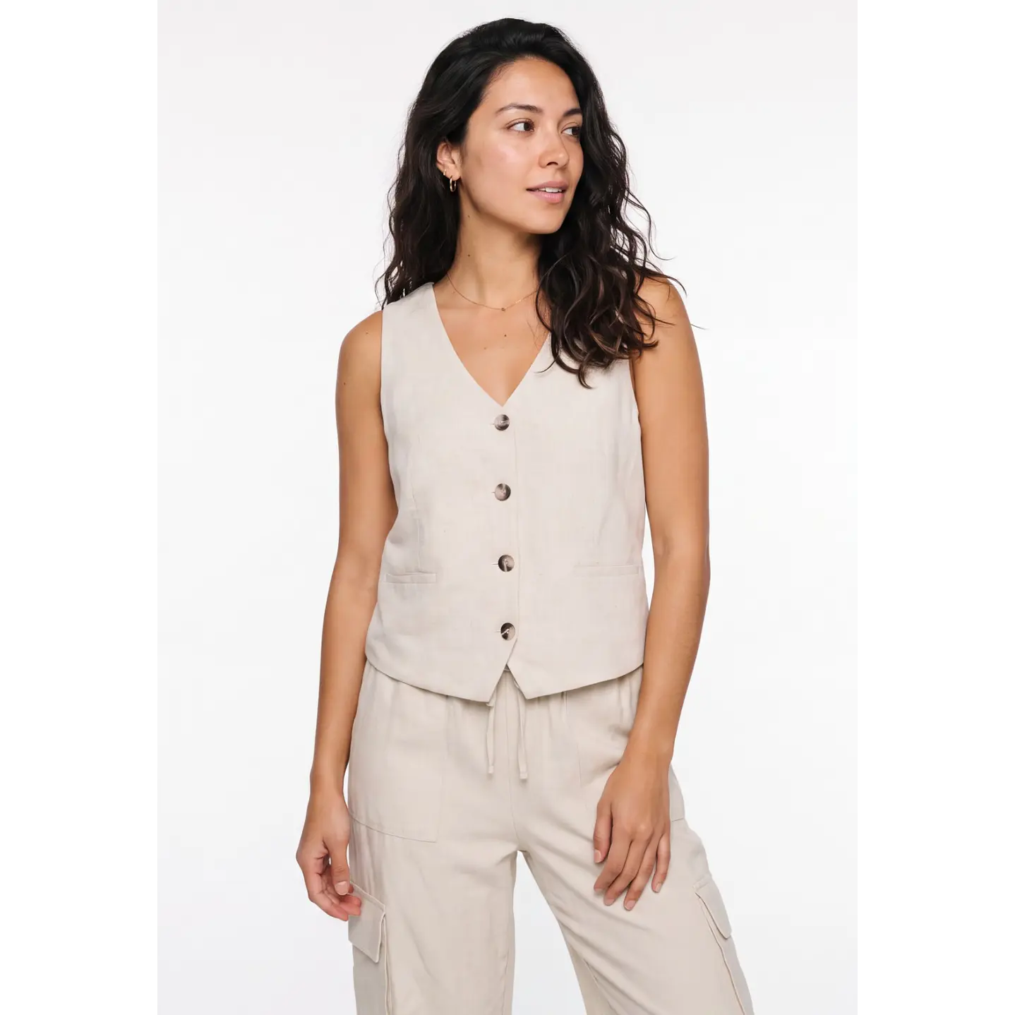 Vest Lino Mujer Crudo 1