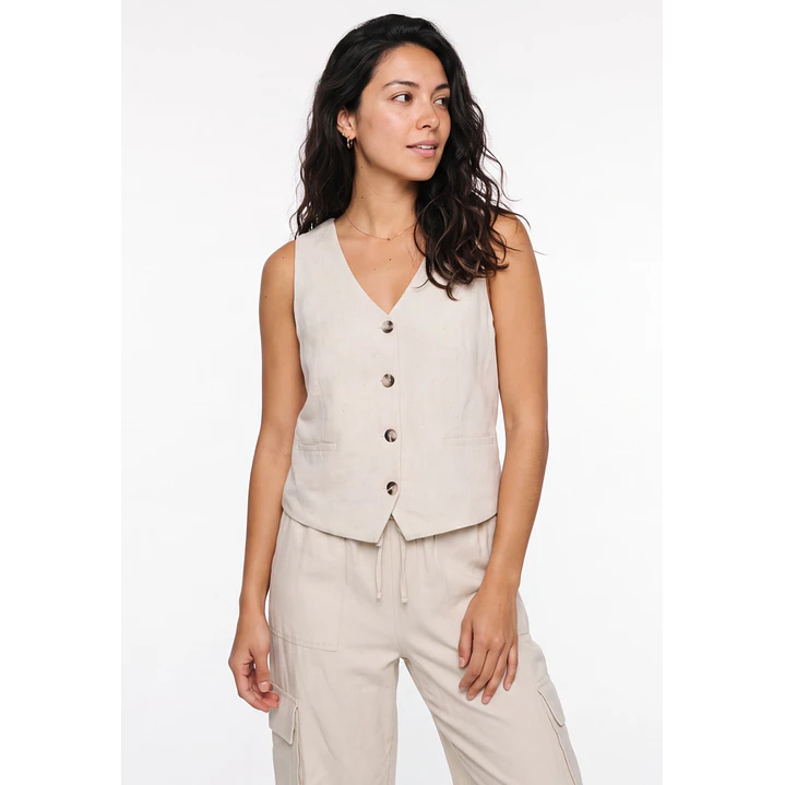 Vest Lino Mujer Crudo 1