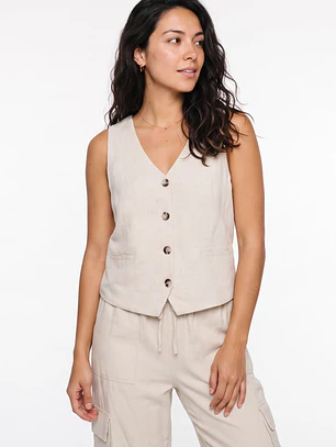 Vest Lino Mujer Crudo