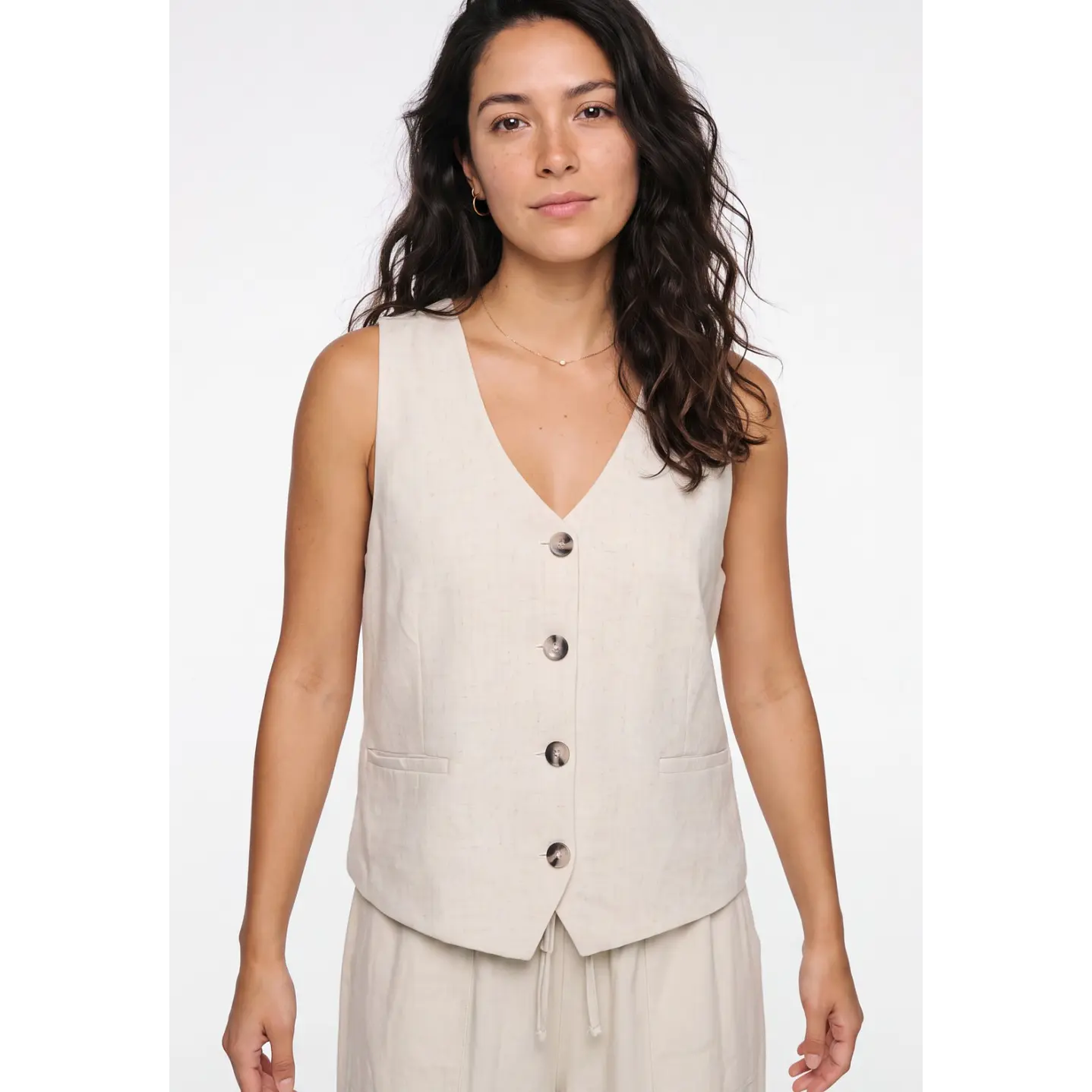 Vest Lino Mujer Crudo 4