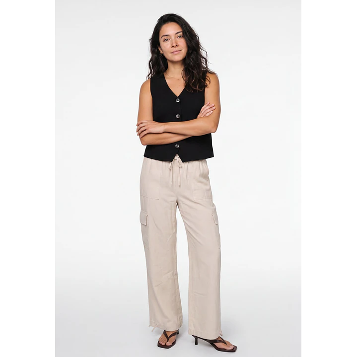 Vest Lino Mujer Negro 3