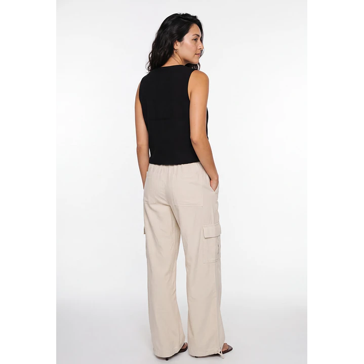 Vest Lino Mujer Negro 2