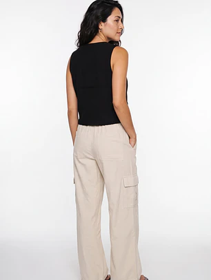 Vest Lino Mujer Negro
