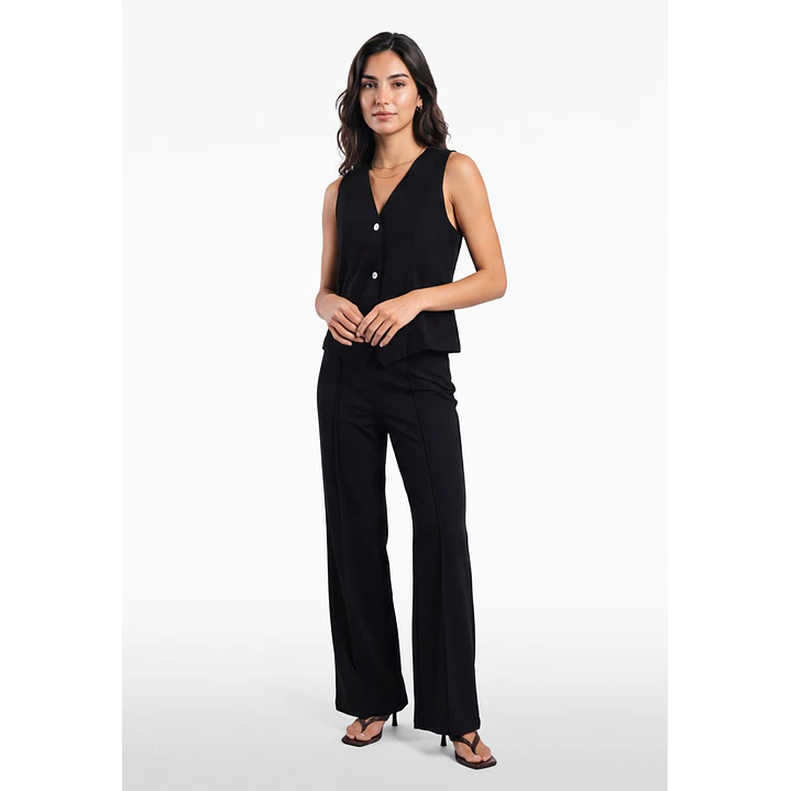 Vest Lino Mujer Negro 3