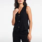 Vest Lino Mujer Negro - Miniatura 1