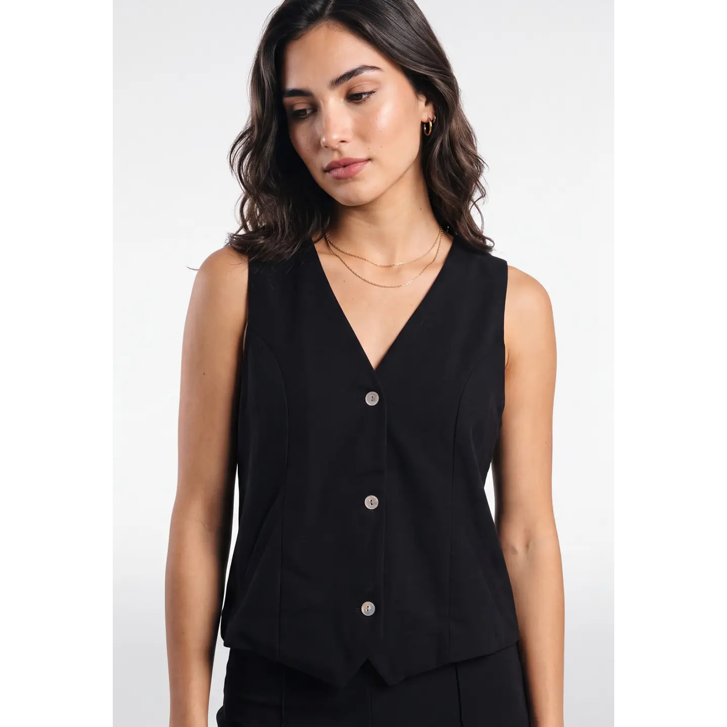 Vest Lino Mujer Negro 4