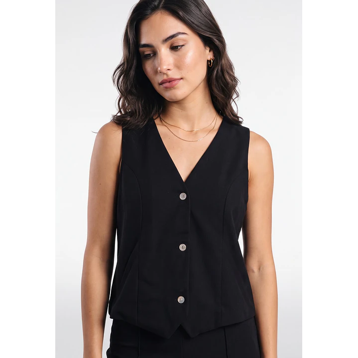 Vest Lino Mujer Negro 4