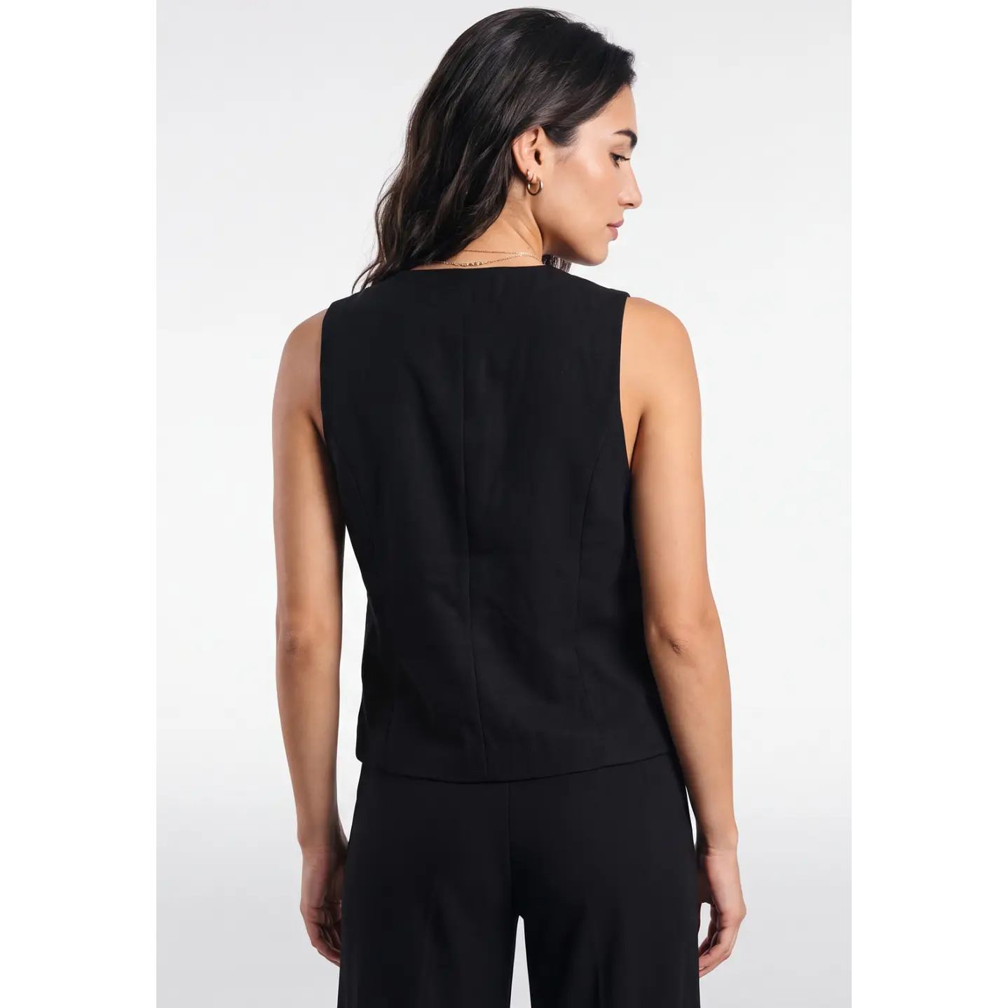 Vest Lino Mujer Negro 2