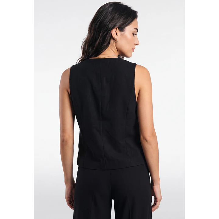 Vest Lino Mujer Negro 2