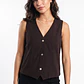 Vest Lino Mujer Café - Miniatura 1