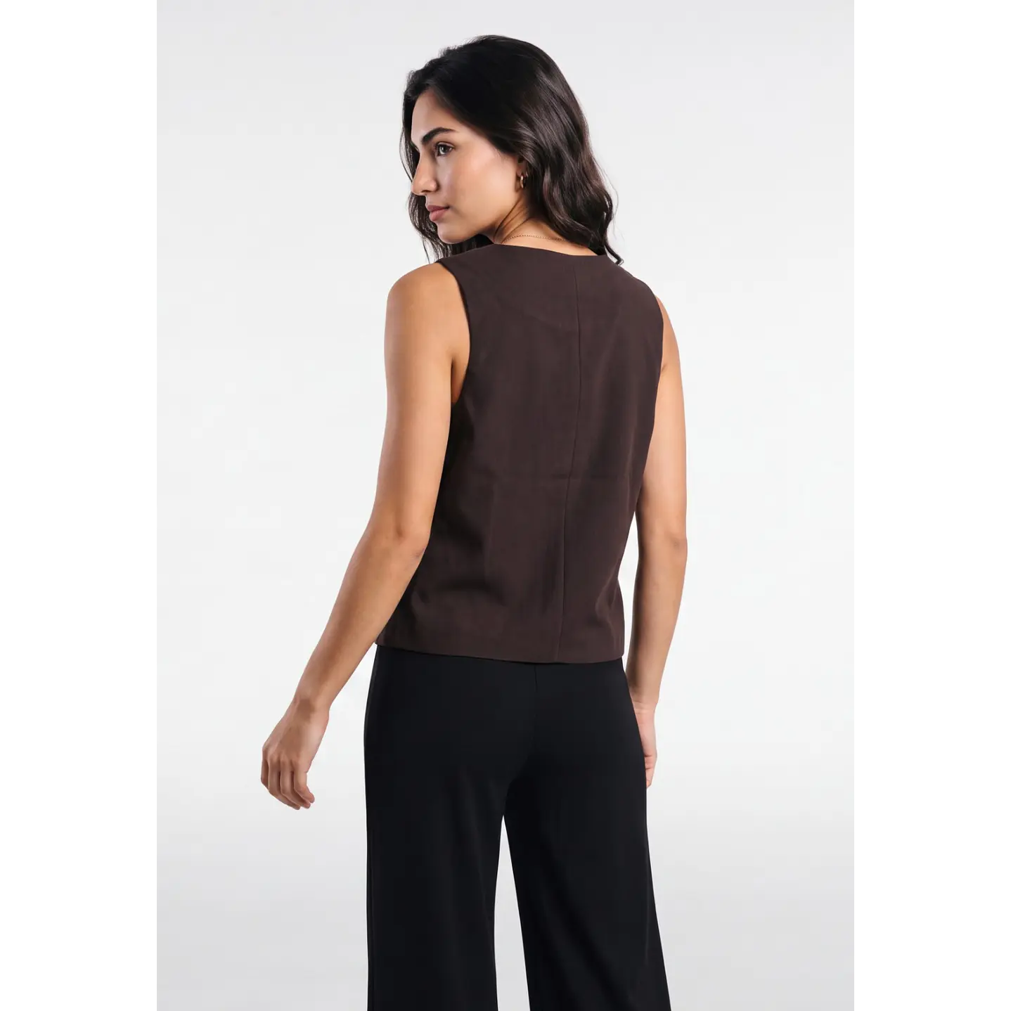 Vest Lino Mujer Café 2