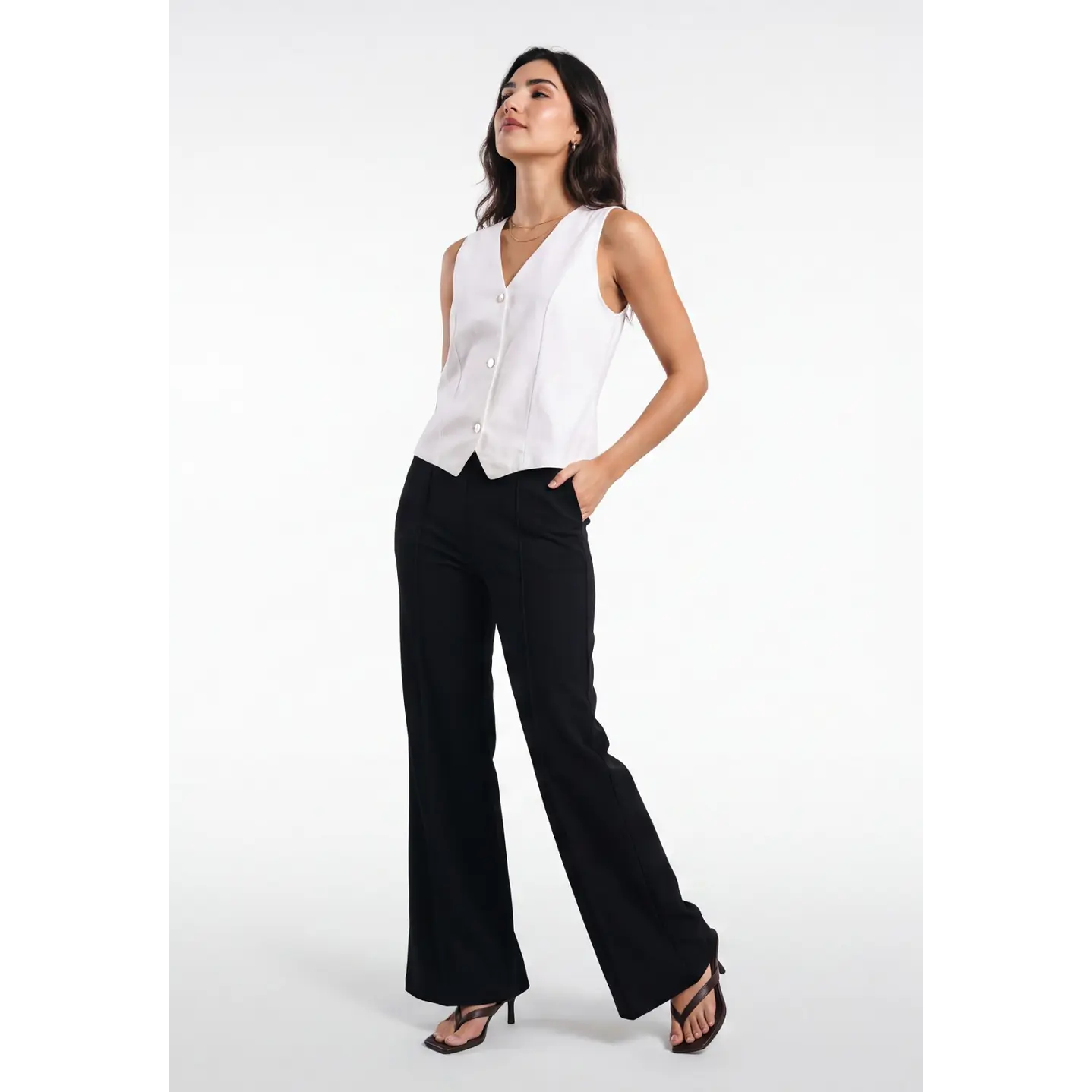 Vest Lino Mujer Blanco 3