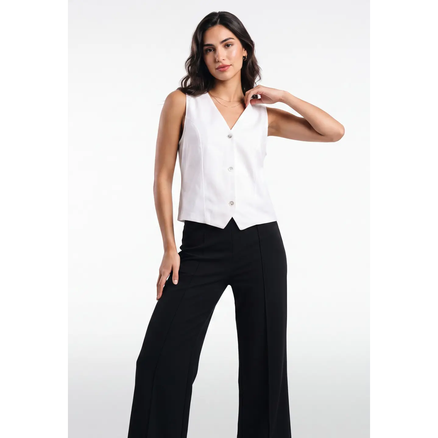 Vest Lino Mujer Blanco 1