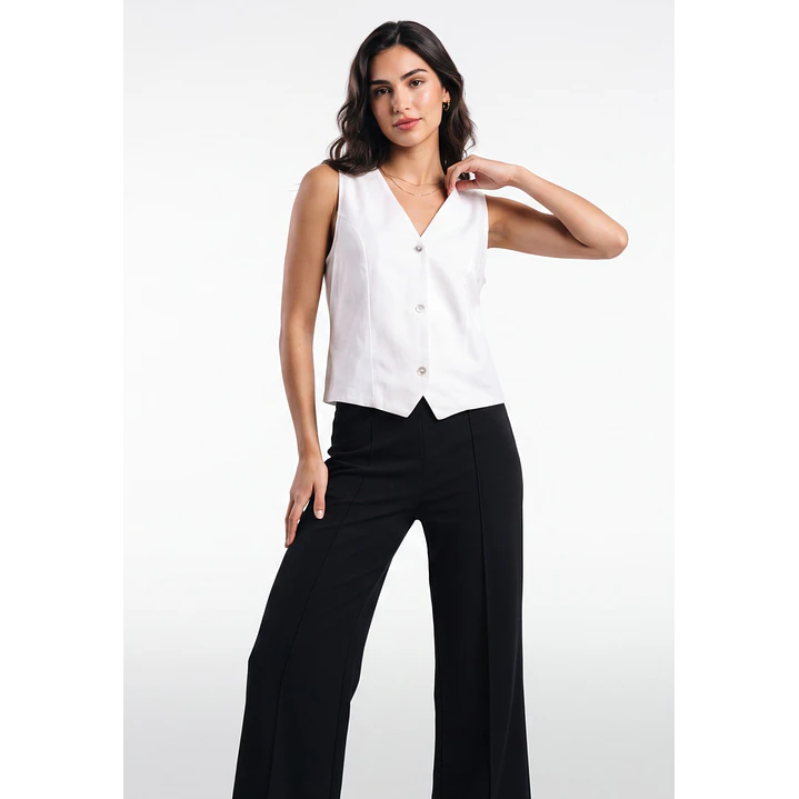 Vest Lino Mujer Blanco 1