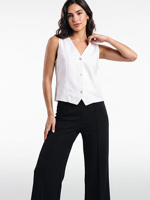 Vest Lino Mujer Blanco