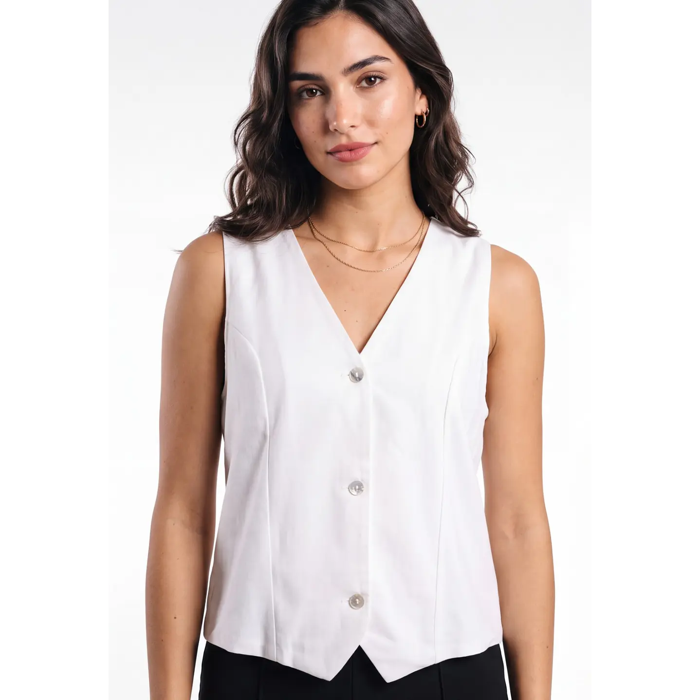Vest Lino Mujer Blanco 4