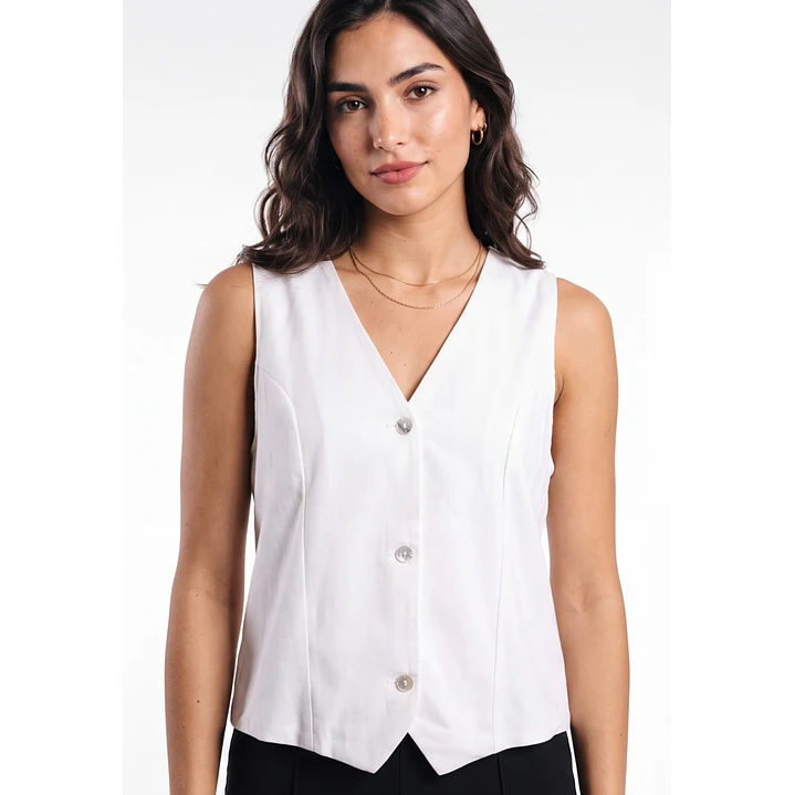 Vest Lino Mujer Blanco 4