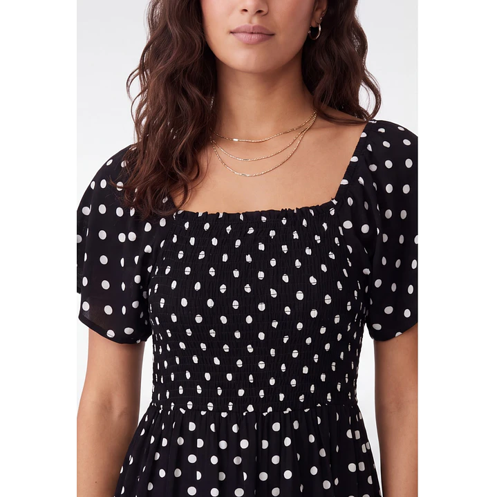 Vestido Corto Lunares Mujer Negro 4