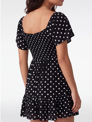Vestido Corto Lunares Mujer Negro