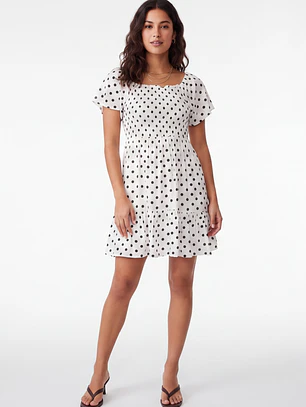 Vestido Corto Lunares Mujer Blanco