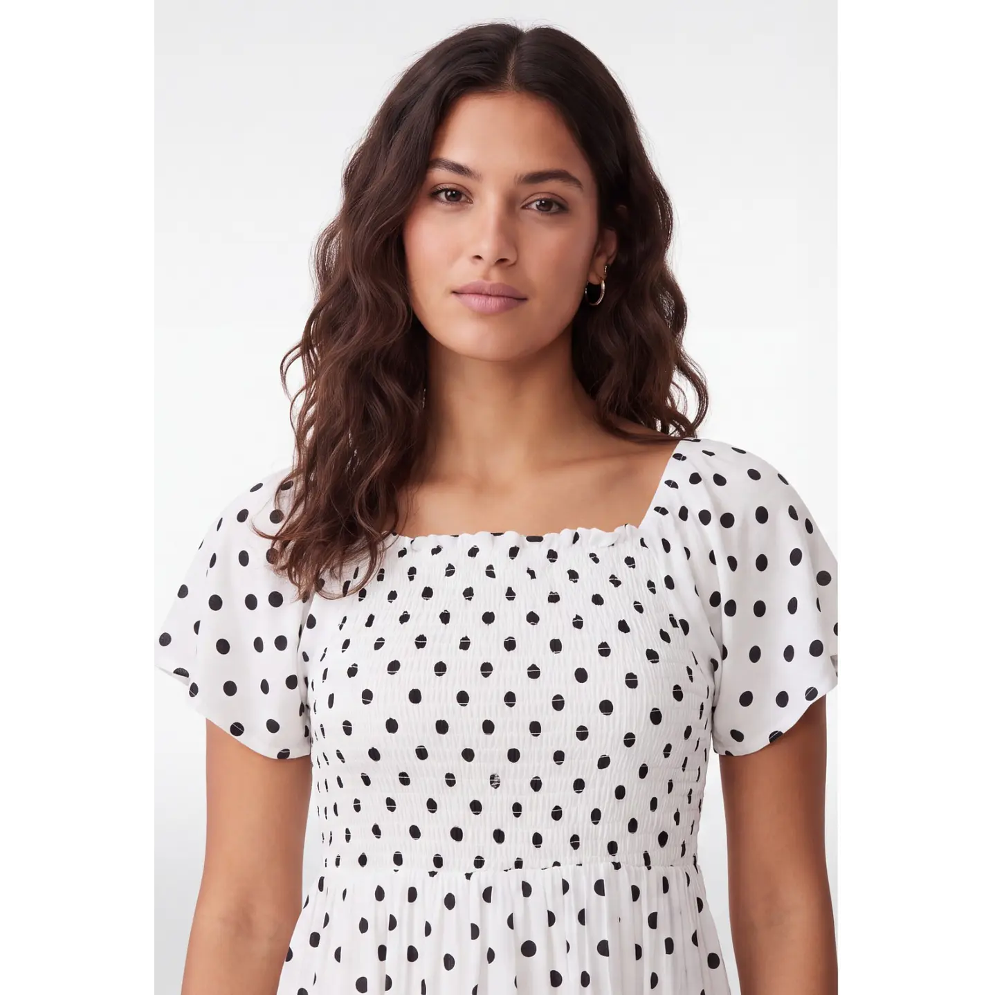 Vestido Corto Lunares Mujer Blanco 4