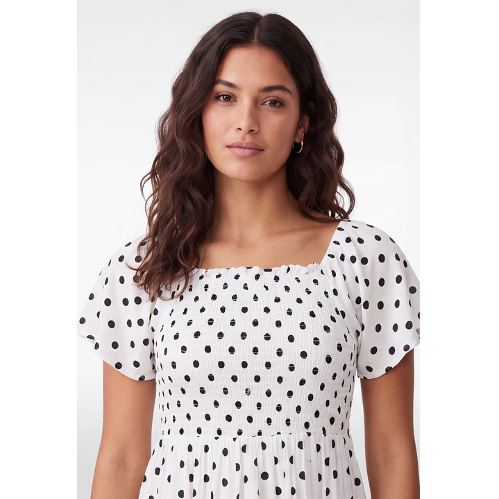 Vestido Corto Lunares Mujer Blanco 4