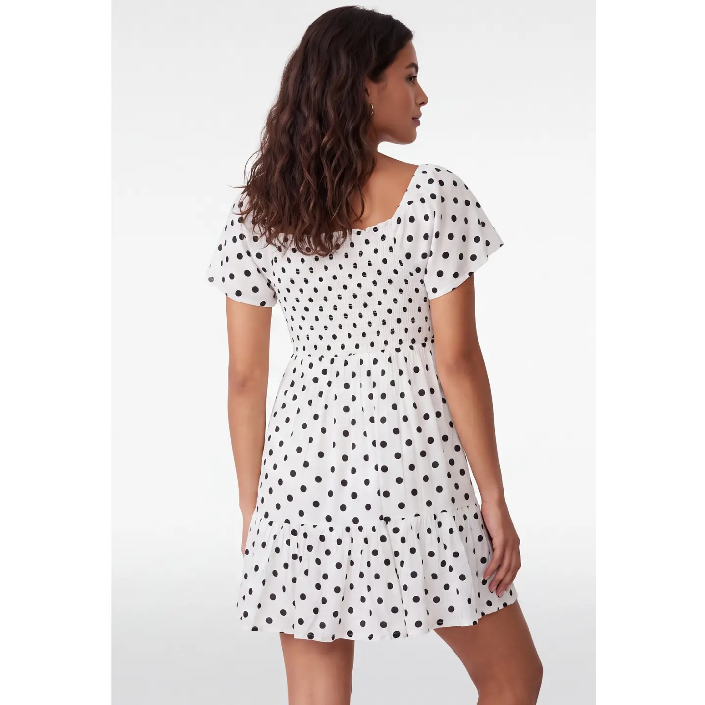 Vestido Corto Lunares Mujer Blanco 2