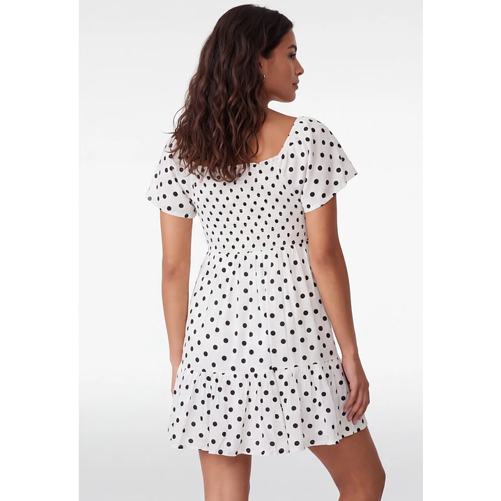Vestido Corto Lunares Mujer Blanco 2