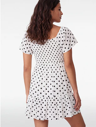 Vestido Corto Lunares Mujer Blanco