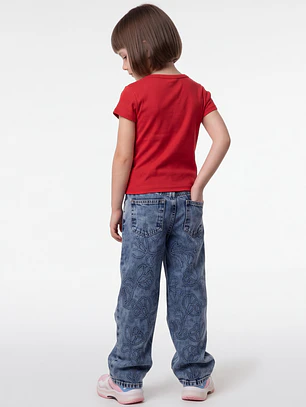 Polera Rib Perlas Niña Rojo